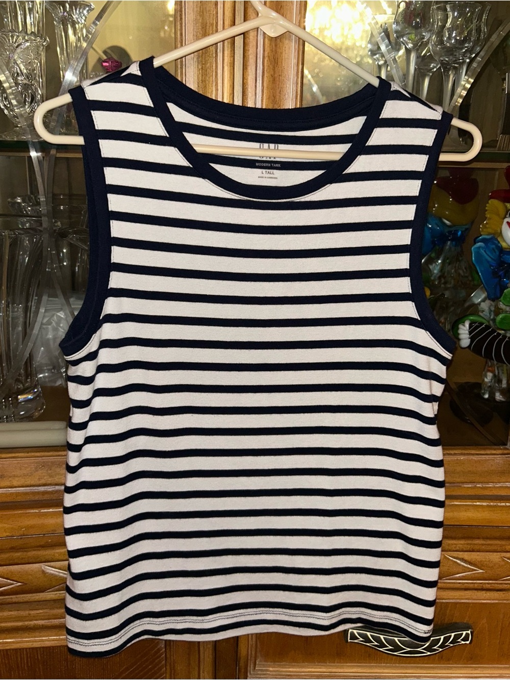GAP Navy and White Striped Sleeveless Tank